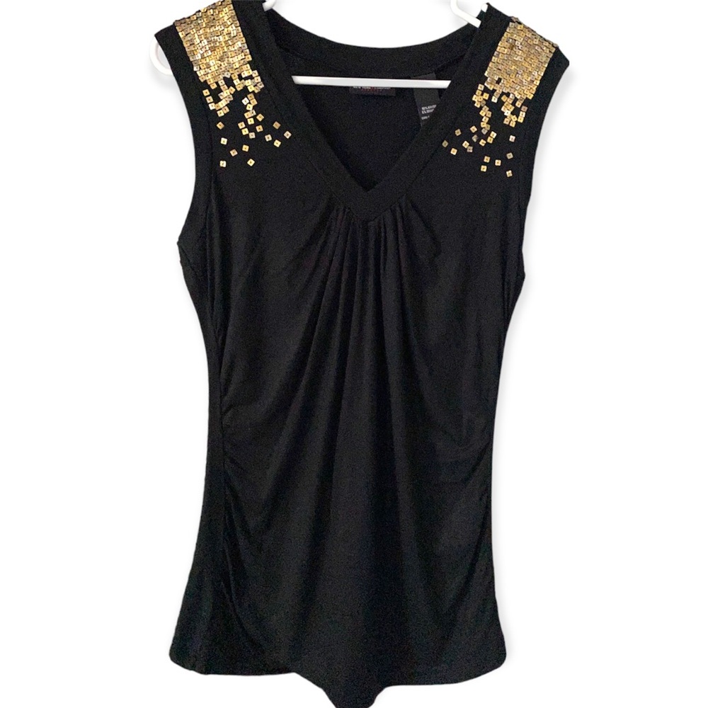 New York and Company Womens Black Sleeveless Top Size M